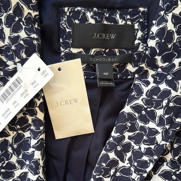 J. Crew Schoolboy Navy and White Floral Blazer - Picture 2 of 12